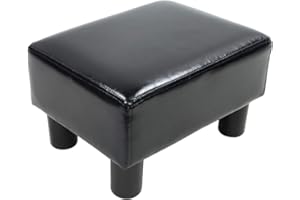 KKTONER Fußhocker Ottoman Hocker Beinstütze Sitzhocker Eingangbank aus Kunstleder Schwarz 37x 27x23 cm