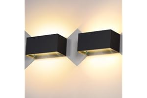 Kingwei 2 Piezas Aplique Pared interior/exterior 20W 3000K Apliques pared LED Ángulo Ajustable 2000LM Lampara de pared Impermeable IP65