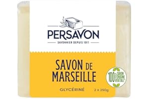 Persavon - Savon de Marseille Glycériné, Testé dermatologiquement, Origine Naturelle, Parfum Frais - 2x250 gr