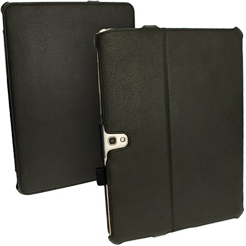 igadgitz Schwarz PU Ledertasche Hülle Cover für Samsung Galaxy Tab S 10.5″ SM-T800 mit Multi-Winkel Betrachtungs + Auto Sleep/Wake + Handschlaufe + Stylus-Stift Elastischen Halter + Displayschutzfolie - 3