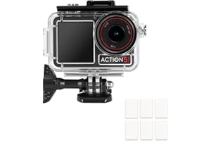 YHTSPORT Wasserdichtes Gehäuse für DJI Osmo Action 5 Pro/Action 4 /Action 3, 60M/196FT Unterwasser Wasserdichtes Tauchgehäuse, Schnellmontage Klammer + 6 Anti-Fog-Einsätze für Osmo Action 5 pro/4/3
