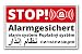 Produktbild Stop - Alarmgesichert Schild - 5-sprachig | Deutsch | Englisch | Arabisch | Tschechisch | Russisch 25x15 cm