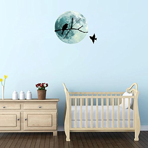 Forepin® Nachtleuchtend Aufkleber Wandsticker Sticker für Kinderzimmer Schlafzimmer Baby Babyzimmer Licht in Dunkelheit – Mond & Vogel - 6