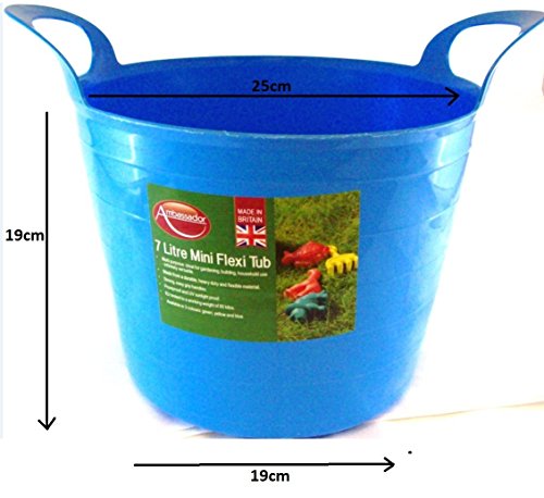 7 Litre Mini Gummi Flexi Tub Korb Aufbewahrungsbehälter Gartenarbeit DIY Haushalt - Blau