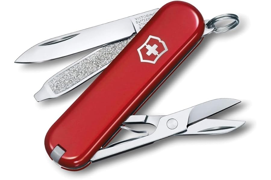 Victorinox, Classic, Navaja Multiuso Suiza, Cuchillo bolsillo, Regalo, 7 Funciones, Hoja pequeña, Lima de uñas