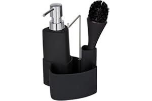 ‎WENKO WENKO Empire Dozownik na Płyn, Ceramiczny, 11 x 19 x 12,5 cm, 250 ml; Czarny