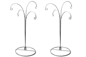 HOHIYA Hanging Bauble Ornament Display Stand Hanger Holder Hook for Christmas Tree Crystal Suncatcher Decorations Cat Craft 4 Arms Chrome Silver 12 Inch 2pcs