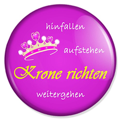 Spruch Hinfallen Aufstehen Krone richten Schminkspiegel, Taschenspiegel Schminkspiegel Reisespiegel Handspiegelmit 59 mm Durchmesser