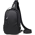 A-QMZL Sling Bags Mens Anti-theft Chest Bag Small Shoulder Bag Crossbody Bags Outdoor Waterproof Casual Man Bags with USB Charging Port Lightweight Sling Bag for Hiking,Cycling, Traveling
