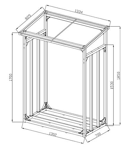 QUICK STAR Metall Kaminholzregal Anthrazit 130 x 70 x 185 cm Garten Kaminholzunterstand 1,6 m³ Stapelhilfe Aussen mit Wetterschutz Schwarz – Bild 3