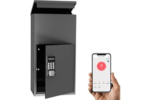 WeHere Package Delivery Box & Mailbox, Smart Lock & Anti-Theft Design, Lift Lid Delivery Small Parcel, Time Period Password Open Door Delivery Large Parcel, Secure drop box Great for Patios, Porches
