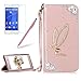 Produktbild Girlyard für Xperia XA1 Diamant Lederhülle, Bling Glitzer DIY Crystal Schutzhülle Luxus Premium PU Flip Case mit Lanyard Strap Standfunktion Kartenfach Magnetverschluss Etui für Sony Xperia XA1 Golden Engel