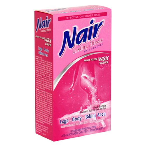 Nair Lasting Effects Hair Remover, Ready to Use Wax Strips, Legs/Body/Biniki ...