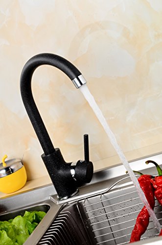9821C Granit Qualitäts Einhand Mischbatterie Einhebel Armatur Schwarz NEU - 6