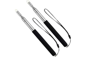 VOVIGGOL Telescopic Teacher Pointer Stick with Hand Lanyard 2 Pack, Teaching Pointer for Classroom, Hand Pointer Extendable Pointer Stick Retractable Pointer Handheld Presenter Whiteboard Pointer (Black)