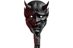 Settoo Máscara de Prajna, máscara de disfraz con temática de terror, artículo unisex para adultos, material de látex, máscara japonesa de demonio Prajna para Halloween