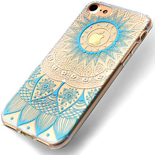 iPhone 6 Case, OUJD iPhone 6s Case Thin Gel TPU Soft Bumper [Drop Protection] Transparent Plastic Rubber Silicone Skin Cover Painting Design Cover For iPhone 6 &amp; iPhone 6s Anti-crash shell Blue Mandala