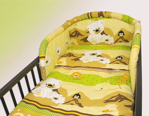 2 Piece/Pc BABY BEDDING SET COT BED QUILT/DUVET PILLOW CASE COVER 120x90 (Teddy&Fish Brown)