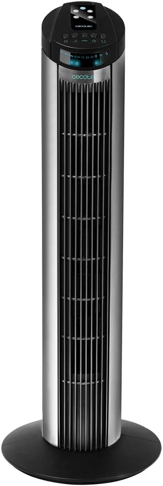 Cecotec Ventilador de Torre Digital con Temporizador y Mando a Distancia EnergySilence 890 Skyline. 50 W, 30'' (76cm) de Altura, Oscilación, Motor de Cobre, 3 Velocidades, 3 Modos, Negro