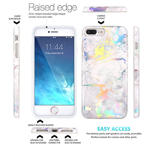 JIAXIUFEN iPhone 7 Plus Funda  Funda de Silicona Suave Case Cover Protecci  n C  scara Soft Gel TPU Carcasa Funda para Apple iPhone 7 Plus iPhone 8 Plus - Shiny Change Color Gray M  rmol Dise  o