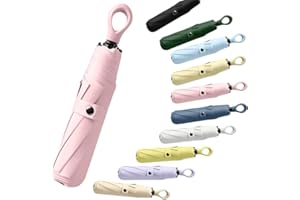 erised's bifrost Ombrello da Viaggio Pieghevole Compatto, Impugnatura ad Anello, Protezione UV UPF50/8 Stecche/Nervature Lega/Piccolo Zaino da Viaggio/Leggero e Portatile/Pioggia Sole/Donne Bambini