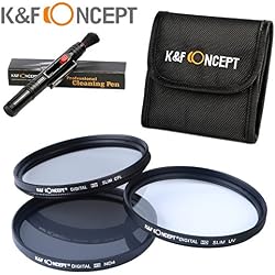 K&F Concept 77MM UV CPL ND4 77mm Pack de Filtros Kit UV CPL ND4 para Canon Nikon Sigma Tamron DSLR Cámaras + Pluma de limpieza + Bolsa de 3 Filtro