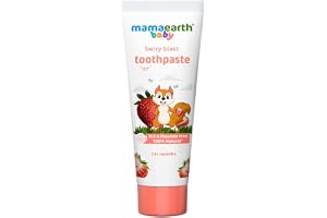 Mamaearth 100% Natural Kids Berry blast Toothpaste With Aloe Vera, Stevia & Xylitol Promotes Healthy Gums & Teeth | Fluoride-Free, No Artificial Flavour & Safe if Swallowed, Cavity Protection, 50g