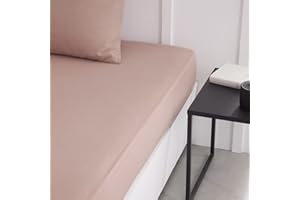 TODAY Essential - Drap Housse 140X190 cm 2 Personnes 100% Coton Uni, Rose des Sables
