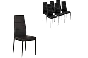 IZTOSS Set di 6 Sedie Cucina, Sedie Sala da Pranzo 6 pezzi Moderno, con Schienale Alto in Ecopelle (Nero-6 pezzi)