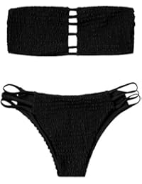 Mujer 2018 Push-up Acolchado Bra Bikini Set Bandage Traje de Baño de Playa Color Sólido, S - L