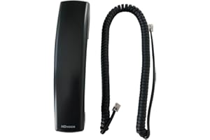 The VoIP Lounge Combiné Vocal HD de Rechange avec Cordon bouclé pour téléphones IP Polycom VVX Series 300 301 310 311 400 401 410 411 500 501 600 601 1500 Noir