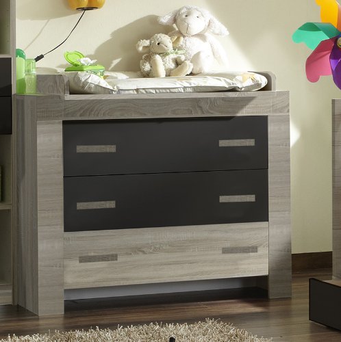 Preisvergleich Produktbild Babyzimmer Wickelkommode Eiche sägerau - lava Wickeltisch Babytisch Kommode