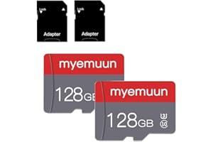MYEMUUN Two Memory Cards TF Card 128GB with Adapter, C10 UHS-1 A1, for Camera/Smartphone/Drone/Dash Cam/Action Cam (2 x 128GB-S2)