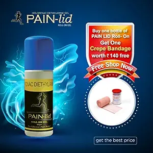Pain-Lid Roll on Gel for Immediate Pain Relief+1 Crepe Bandage worth Rs140/- | Instant Pain Relief Roll on Gel for Joints & Muscular Pain | Ideal for Back, Knee, Shoulder, Muscular Pain | Non Sticky & Easy to Use
