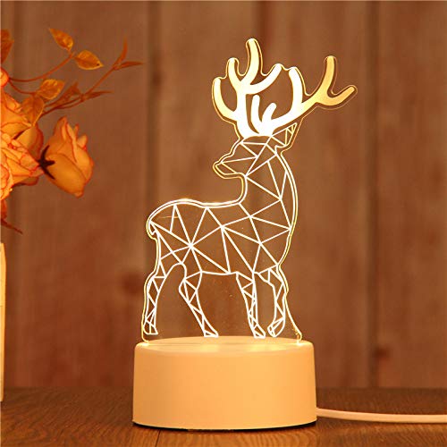 Preisvergleich Produktbild Nachttäuschung Tischlampe der optischen Illusion 3D Tischlampe USB angetriebene Acrylmaterial Platte ABS Basis für Tischdekoration und Nachtdekoration, Sikahirsch, USB Farbe warmes Licht