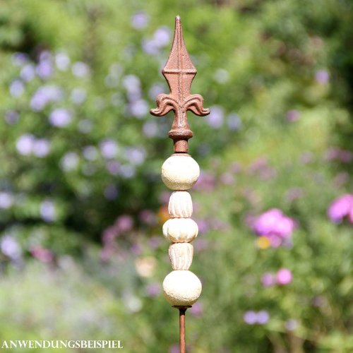 Videx Metall-Gartenstecker Lilie und Deko-Steine, rost-antik, 105cm