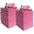 DCS Microfibre Cleaning Cloth, Pink, Pack of 20, Large Size: 40x40cm. Super Soft Premium Streak Free Washable Cloth Duster for Kitchen, Bathrooms, Surfaces, Mirrors, Car, Motorbike