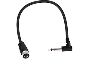 YARCHONN 1/4 Pouce à Din 5Pin Câble 90 Degrés MIDI 5pin Mâle à 6.35mm Angle Droit Mâle TRS Audio Câble Stéréo pour Haut-parleur Amplificateur Mixer MIDI Clavier-0.2M/0.66FT