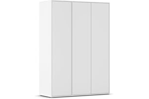 ‎RAUCH MÖBEL Rauch Möbel Nabila, Drehtürenschrank, Kleiderschrank, Kleiderschrank weiß, Kleiderschränke, Garderobe, 3-türig, Push-to-Open, Farbe Alpinweiß, 140x194x53cm