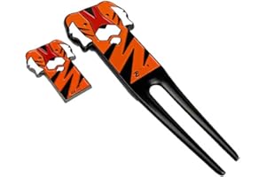 IKAAR Golf Divot Repair Tool Golf Pitch Fork with Magnetic Ball Maker Cartoon Tiger Pattern Golf Pitch Repairer Divot Tool for Golf Spor