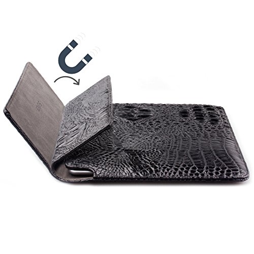 Apple iPad Air 2 Case | Samsung Galaxy Tab S3 und S2 9.7 Tasche | passend für 8.0 bis 10.1 Zoll Tablets | Croc Optik schwarz | iCues Piquante Etui | weitere Leder-Imitat – und Farbvarianten verfügbar | universelle Schutz-Hülle mit Geschenk-Box - 4