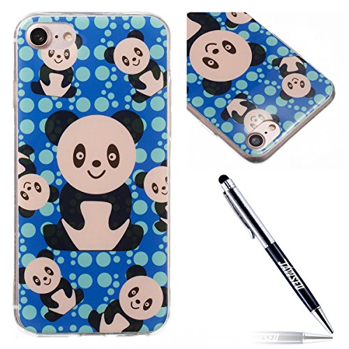 iPhone 8 Case,JAWSEU Cartoon pattern iPhone 7 Soft TPU Case Ultra Clear Thin Rubber Gel Flexible Cover Slim Skin Donuts Bumper Protective for iPhone 7 - Little panda