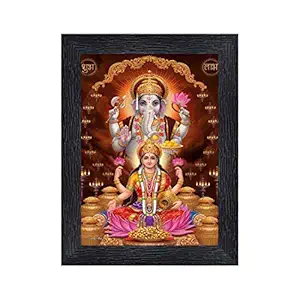 PnF Diwali Puja (laxmiji, Ganeshji,Saraswatiji) Religious Wood Photo Frames with Acrylic Sheet (Glass) for Worship/Pooja(photoframe,Multicolour,8x6inch) 20042