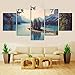 Produktbild Ughjb Wandaufkleber 3d Canvas Art 5 Pieces Spirit Island On Maligne Lake Oil Painting Wall Picture Home Decoration For Living Room Decal