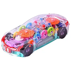 Smartcraft Transparent Gear Car, Musical and 3D Lights Transparent Toy Car for 2 to 5 Year Kids, Multicolor