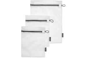 Brabantia - Bolsas para Lavadora - Bolsa de Malla Protectora para Ropa - óptimo para Sus Prendas Delicadas - Esenciales para la Colada - Juego de 3 en 2 Tamaños - Blanco - 33 x 25 cm / 45 x 33 cm