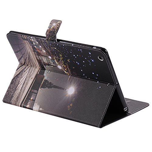 iPad Air Hülle, DEENOR Bunt Painting und Stilvoll Brieftasche Tasche PU Leder Flip Protective Stand Tasche Schutzhülle Hülle für Apple iPad Air iPad 5 Generation.[Night Street] - 6