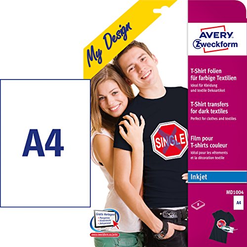 Avery Zweckform MD1004 Textilfolien für farbige Textilien (A4, 210 x 297 mm) 8 Blatt - 2