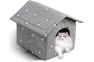 GOBESTY Katzenhaus Outdoor, Katzenhaus Outdoor Winterfest Isoliert, Katzenhöhle für Draußen Wasserdicht mit Abnehmbarem Kissen für Streuner Haustiere Kleine Hund Katze (M, Grau)