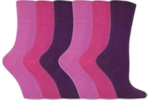 CHAAL® Women's Diabetic Socks comfortable top soft cuff Ankle Non-Elastic Grip Oedema friendly with Seamless Toe cosy feel Swollen feet Legs Smooth Natural material SIZE (4-8) (Pink/Purple) 6 Pairs